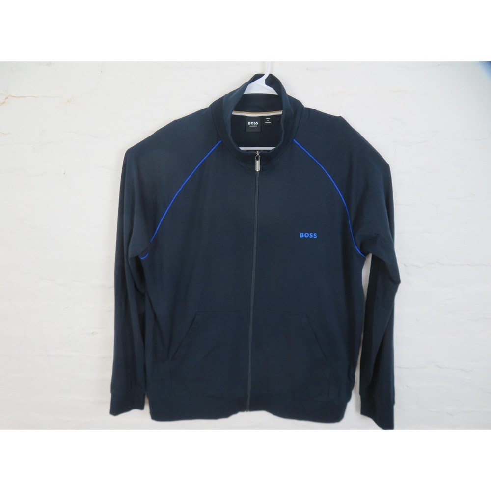 Hugo Boss Homewear Jacket Men XL Navy Full Zip Track Sweatshirt Blue Performance